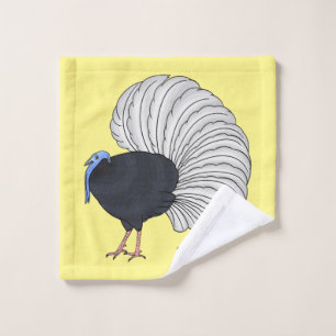 Bulwer's pheasant bird cartoon illustration bath towel set