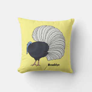 Bulwer's pheasant bird cartoon illustration cushion