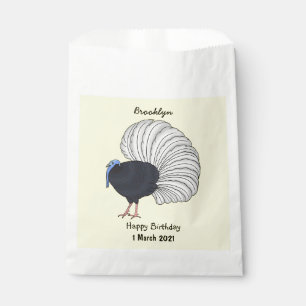 Bulwer's pheasant bird cartoon illustration favour bag