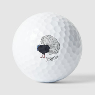 Bulwer's pheasant bird cartoon illustration  golf balls