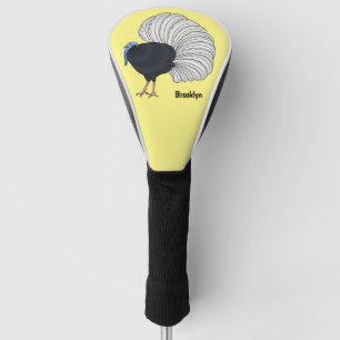 Bulwer's pheasant bird cartoon illustration golf head cover