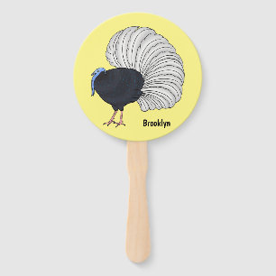 Bulwer's pheasant bird cartoon illustration  hand fan