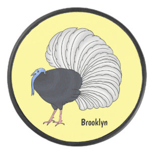 Bulwer's pheasant bird cartoon illustration  hockey puck
