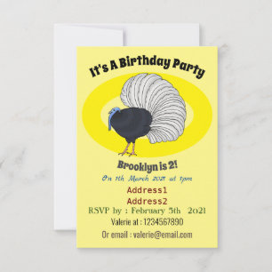 Bulwer's pheasant bird cartoon illustration invitation