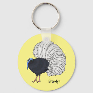 Bulwer's pheasant bird cartoon illustration key ring
