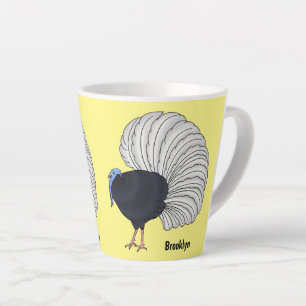 Bulwer's pheasant bird cartoon illustration latte mug