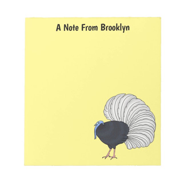 Bulwer's pheasant bird cartoon illustration  notepad (Front)
