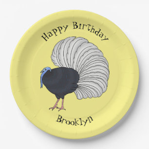 Bulwer's pheasant bird cartoon illustration  paper plate