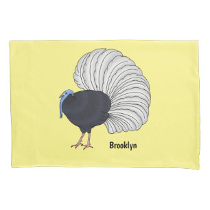 Bulwer's pheasant bird cartoon illustration pillowcase