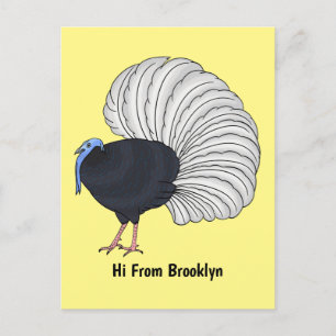 Bulwer's pheasant bird cartoon illustration postcard