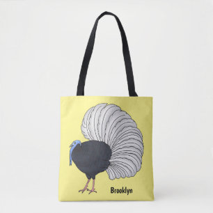 Bulwer's pheasant bird cartoon illustration  tote bag