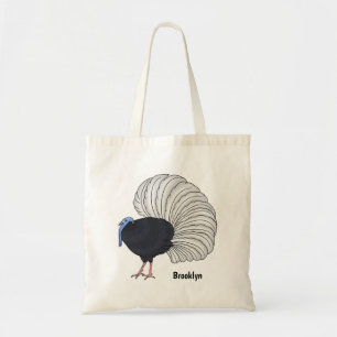 Bulwer's pheasant bird cartoon illustration  tote bag