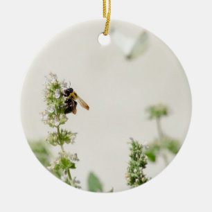 Bumble and Moth Ceramic Ornament