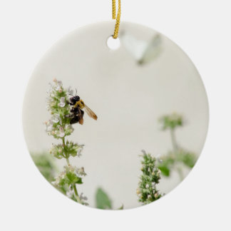 Bumble and Moth Ceramic Ornament