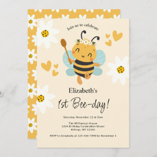 Bumble Bee 1st Bee-day Birthday Party Invitation