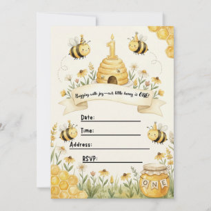 Bumble Bee 1st Birthday Invitation 