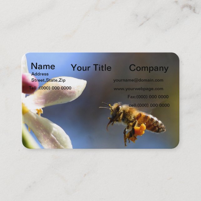 Bumble Bee all covered in pollen Business Card (Front)