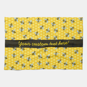 Bumble Bee and Honeycomb Pattern Tea Towel