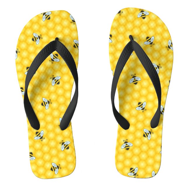 Bumble Bee and Honeycomb Pattern Thongs (Footbed)