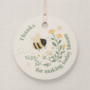 Bumble Bee and Wildflower Round Party Favour Tag