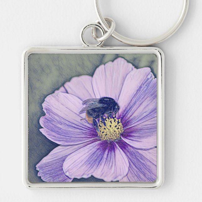 Bumble bee art key chain gift (Front)