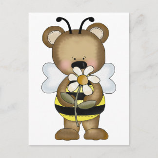 Bumble Bee Baby Bear Postcard