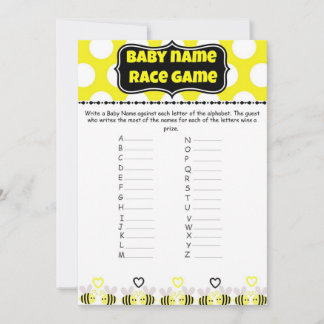 Bumble Bee Baby Name Race - Baby Shower Game