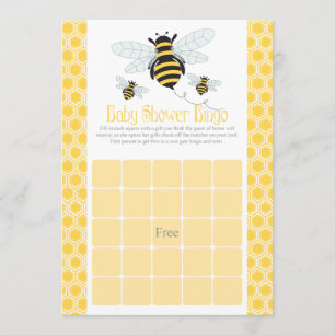 Bumble Bee Baby Shower Bingo Cards