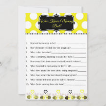 Bumble Bee Baby Shower Game Who Knows Mummy Best