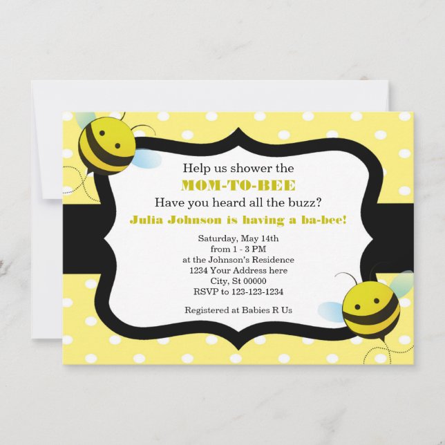 Bumble Bee Baby Shower Invitation (Front)