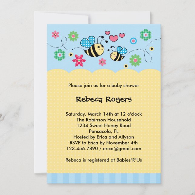 Bumble Bee Baby Shower Invitation (Front)