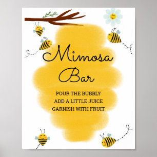 Bumble Bee Baby Shower Mimosa Bear Sign