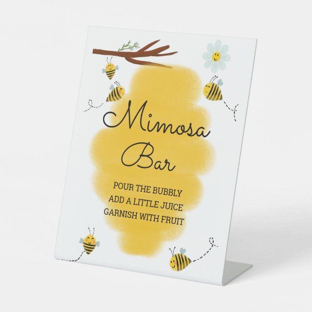 Bumble Bee Baby Shower Mimosa Bear Sign (Front)