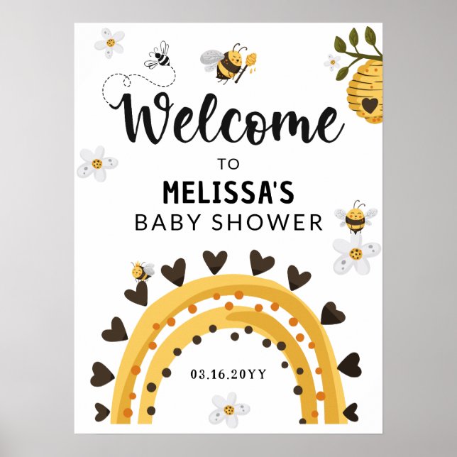 Bumble Bee Baby Shower Welcome Poster (Front)
