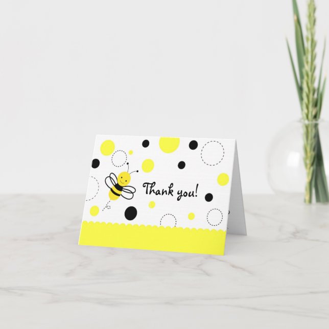 Bumble Bee Birthday Folded  Thank You Note Cards (Front)