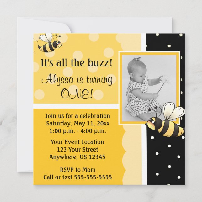 Bumble Bee Birthday Invitation (Front)