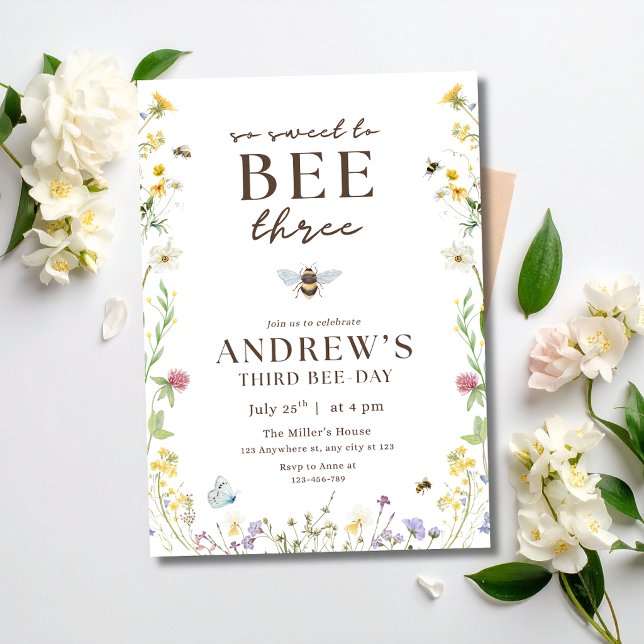 Bumble Bee Birthday Invitation 3rd Birthday Party (Creator Uploaded)