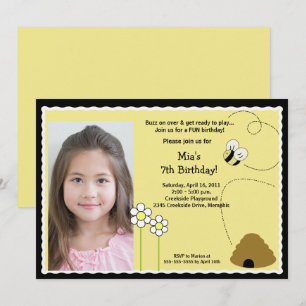 Bumble Bee Birthday Invitation Photo Template