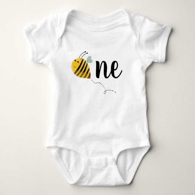 Bumble Bee Birthday Party 1st Bee Day Baby Bodysuit (Front)