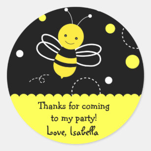 Bumble bee Birthday Party Favour Stickers