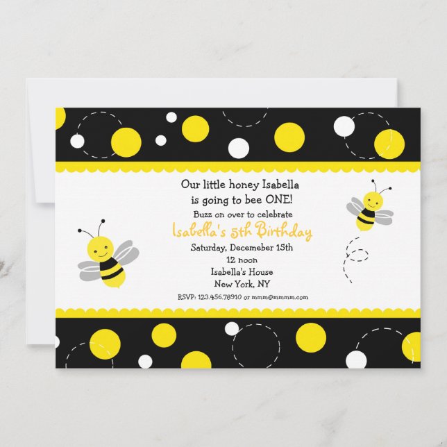 Bumble Bee Birthday Party Invitations (Front)