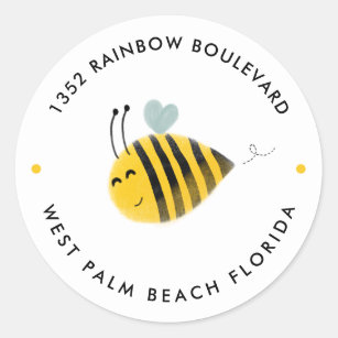 Bumble Bee Birthday Return Address  Classic Round Sticker
