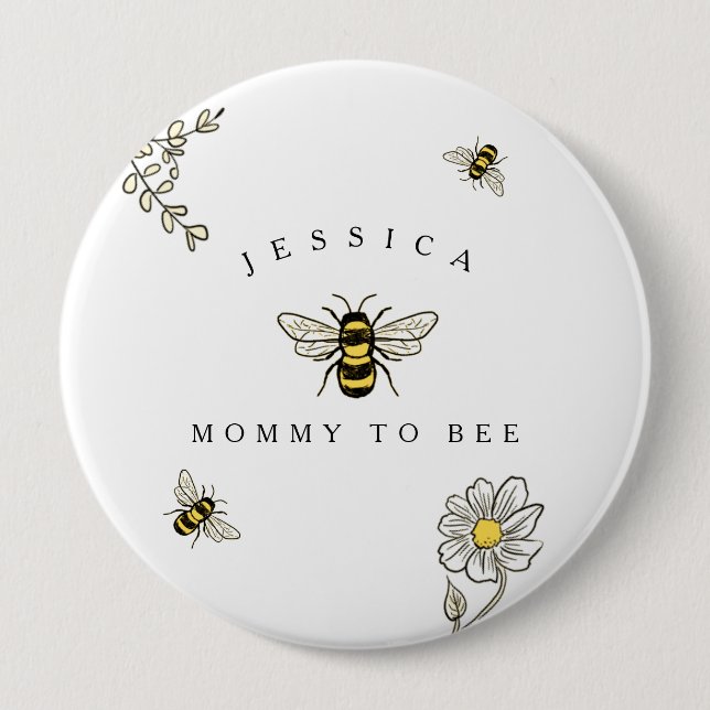 Bumble bee Buzzy Bee Mummy to Bee 10 Cm Round Badge (Front)