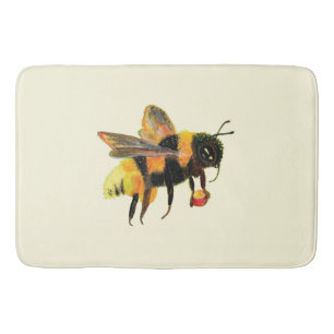 Bumble Bee carrying pollen Bath Mat