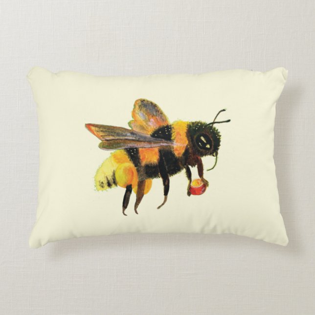 Bumble Bee carrying pollen   Decorative Cushion (Front)