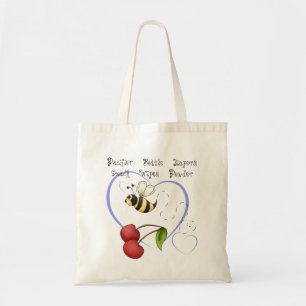 Bumble Bee Cherry Blue Heart Baby Supplies Tote Bag