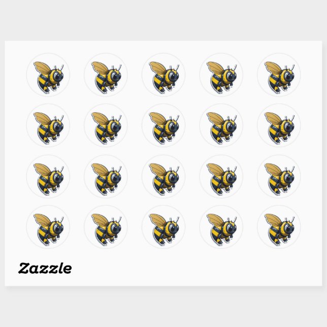 Bumble Bee Classic Round Sticker (Sheet)
