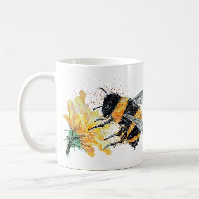 Bumble Bee collecting Pollen Coffee Mug (Left)