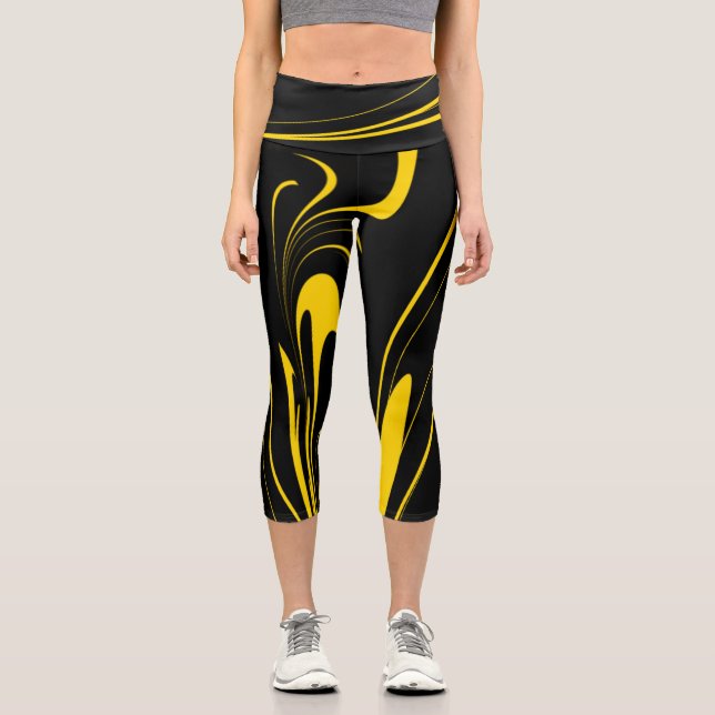 Bumble Bee Colours Capri Leggings (Front)