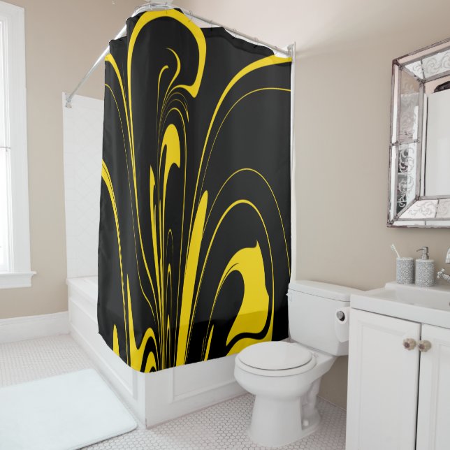 Bumble Bee Colours in Abstract Splash Shower Curtain (In Situ)